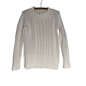 MOST Cable Knit Sweater Womens XL Mock Neck Long Sleeve Cotton Blend y2k cottage